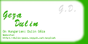 geza dulin business card